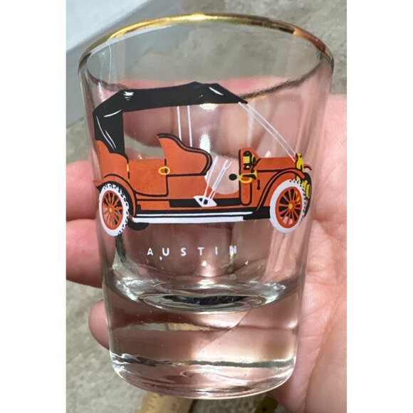 Wolseley & Austin Car Shot Glasses With Gold Rim Vintage Classic Car Collector - Picture 3 of 8